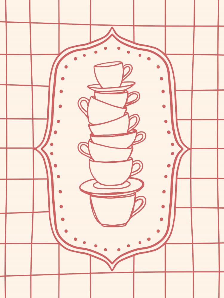 Whimsical Teacup Stack by Mathieu — canvas wall art
