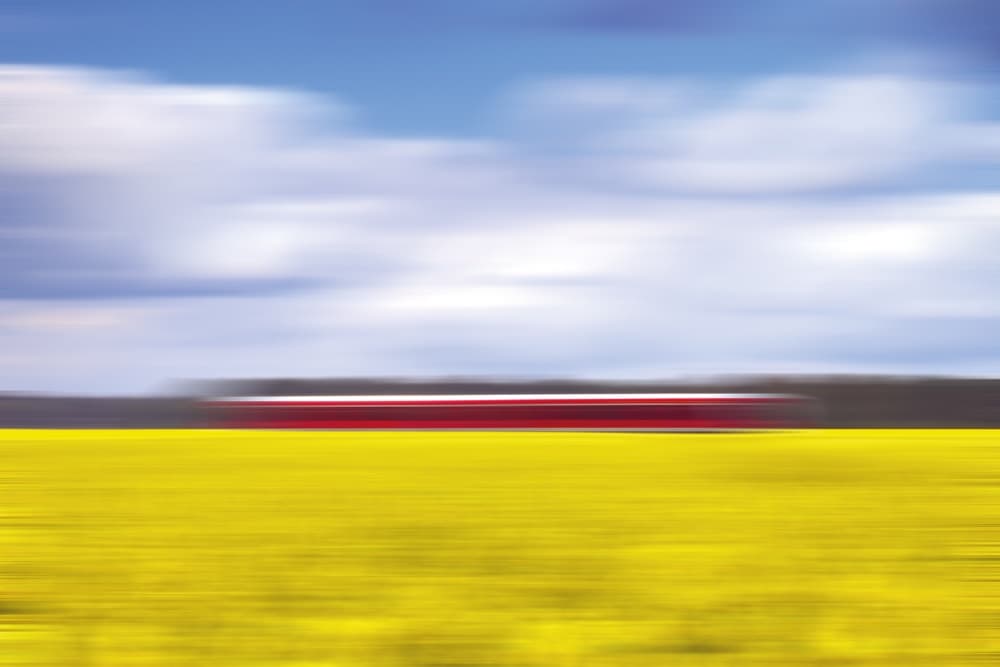 Red Streak Yellow Field by Oliver Buchmann — canvas wall art