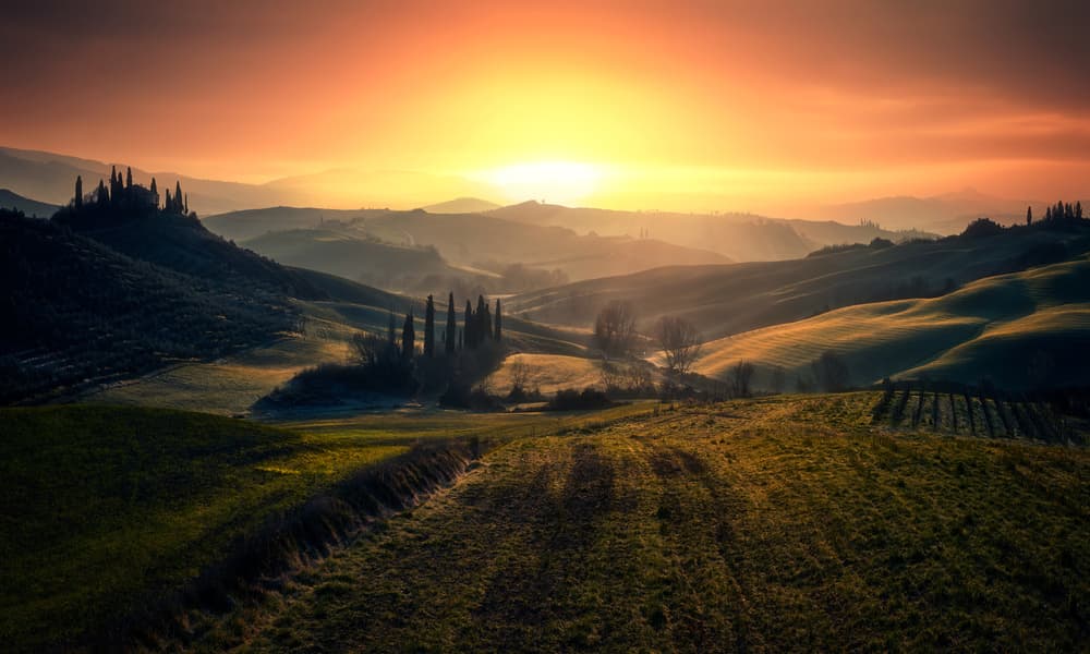 Golden Tuscan Sunrise by Fabrizio Massetti — canvas wall art
