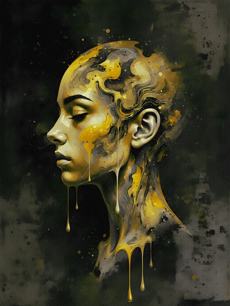 Liquid Gold Woman by Miguel Bruzual — canvas wall art