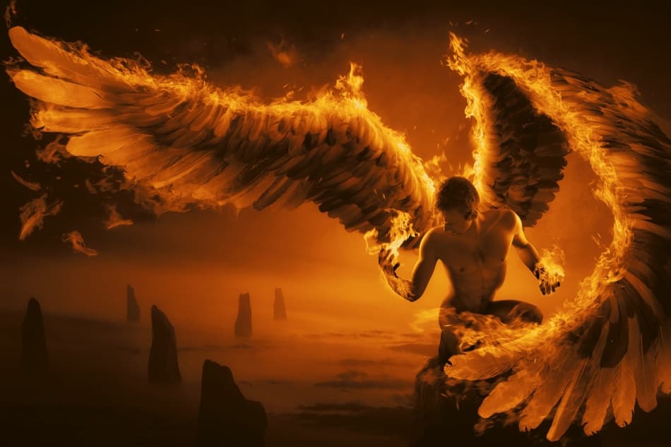 Fiery Winged Warrior by Christophe Kiciak — canvas wall art