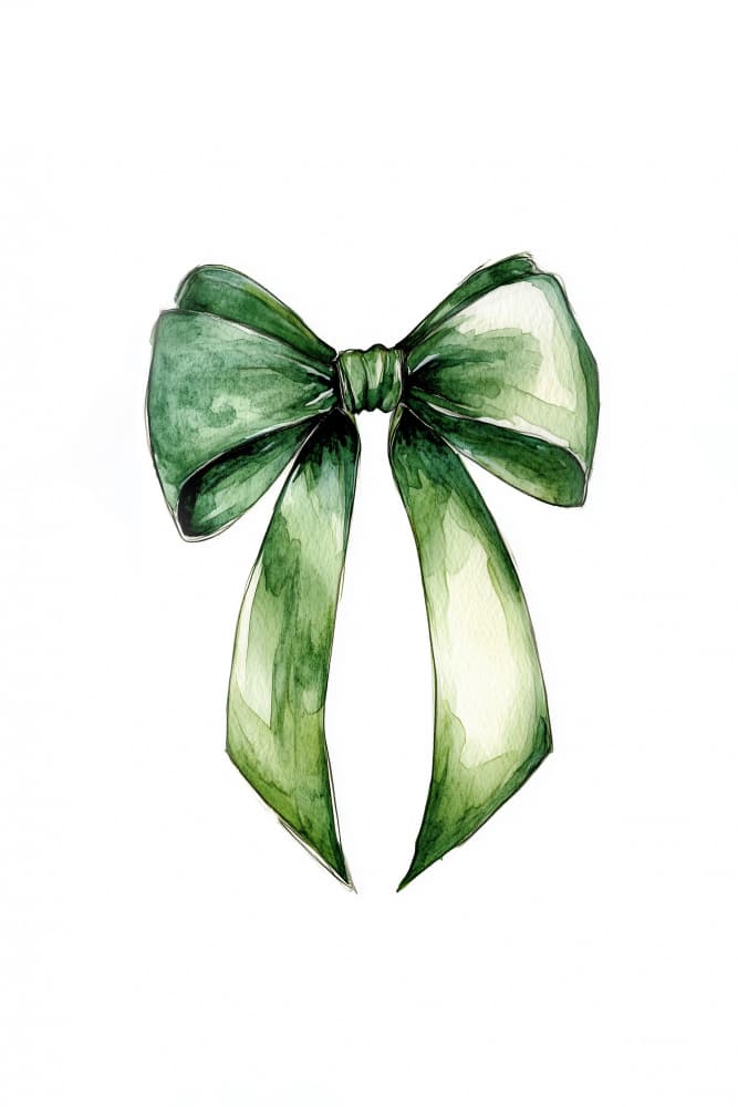 Elegant Green Bow by Old Artists Studio IV — canvas wall art