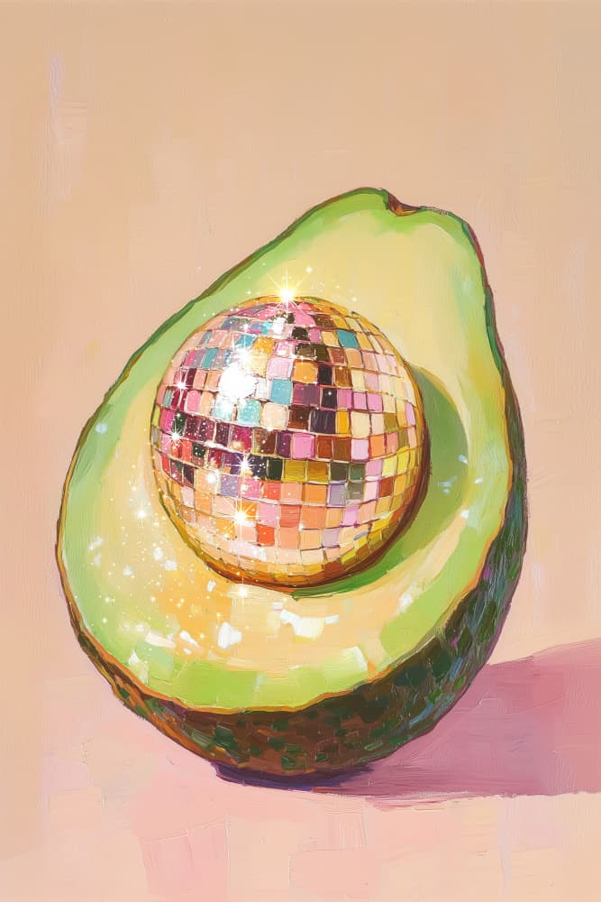 Avocado Disco Ball by Melloi Art Prints — canvas wall art