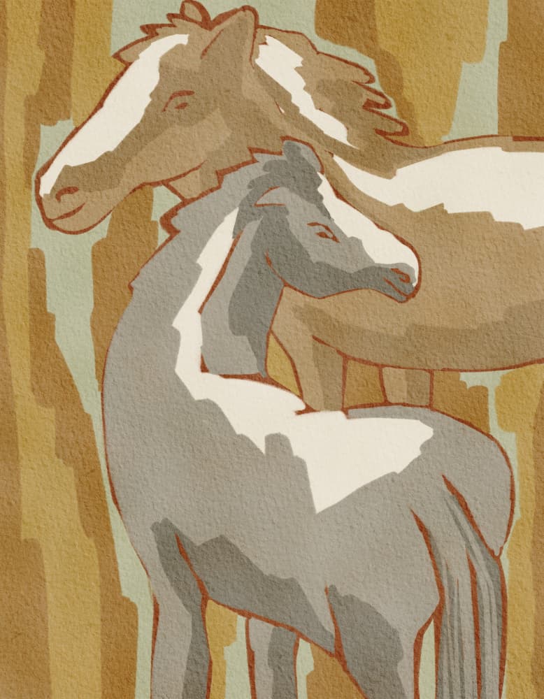 Calm Horse Family by Nikita Jariwala — canvas wall art