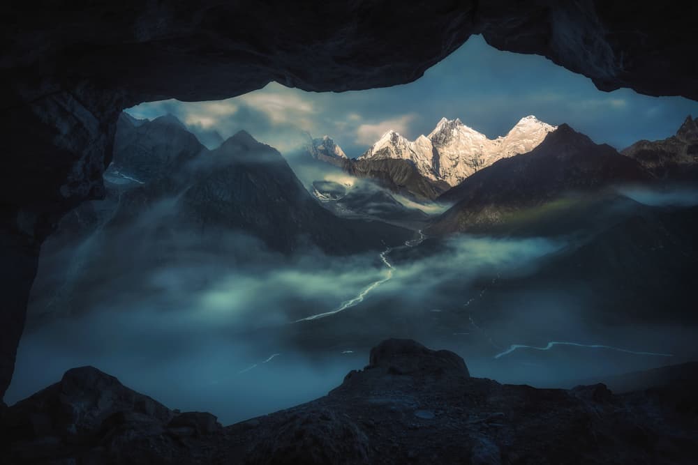 Misty Mountain Cave View by Selions（陈磊） — canvas wall art