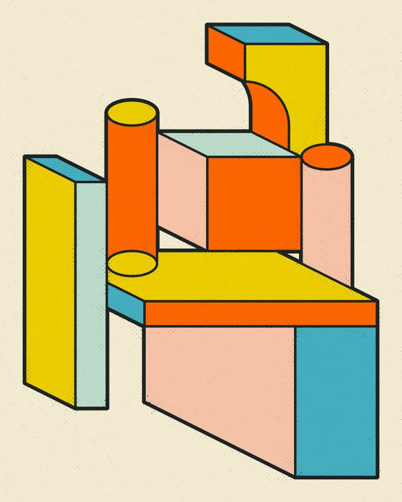 Playful Geometric Blocks by Jazzberry Blue — canvas wall art