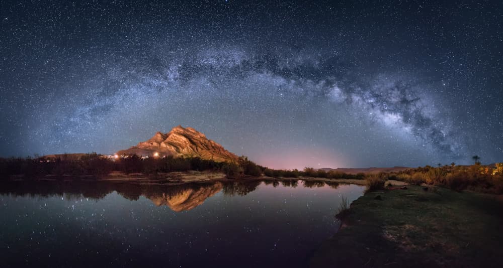 Milky Way Mountain Reflection by Antoni Figueras — canvas wall art
