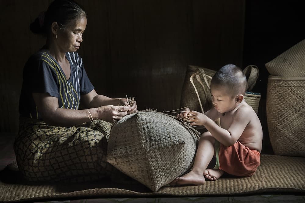 Traditional Weaving Lesson by dodyherawan — canvas wall art