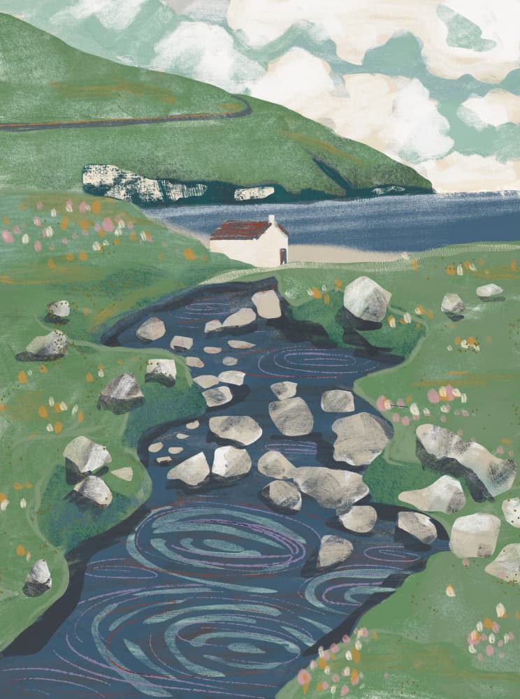 Winding Stream Country House by Charlotte Trudgett — canvas wall art