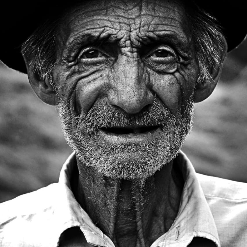 Wise Old Man Smiling by Vlad Dumitrescu — canvas wall art