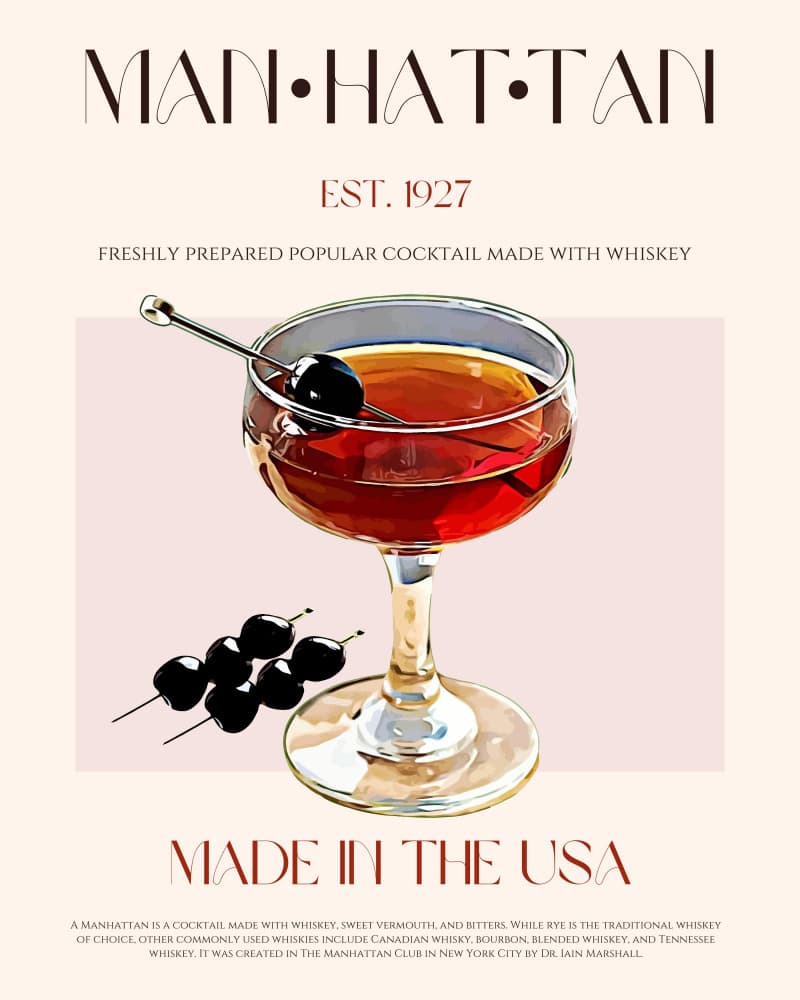 Manhattan Cocktail Classic by Nazma Khokhar — canvas wall art