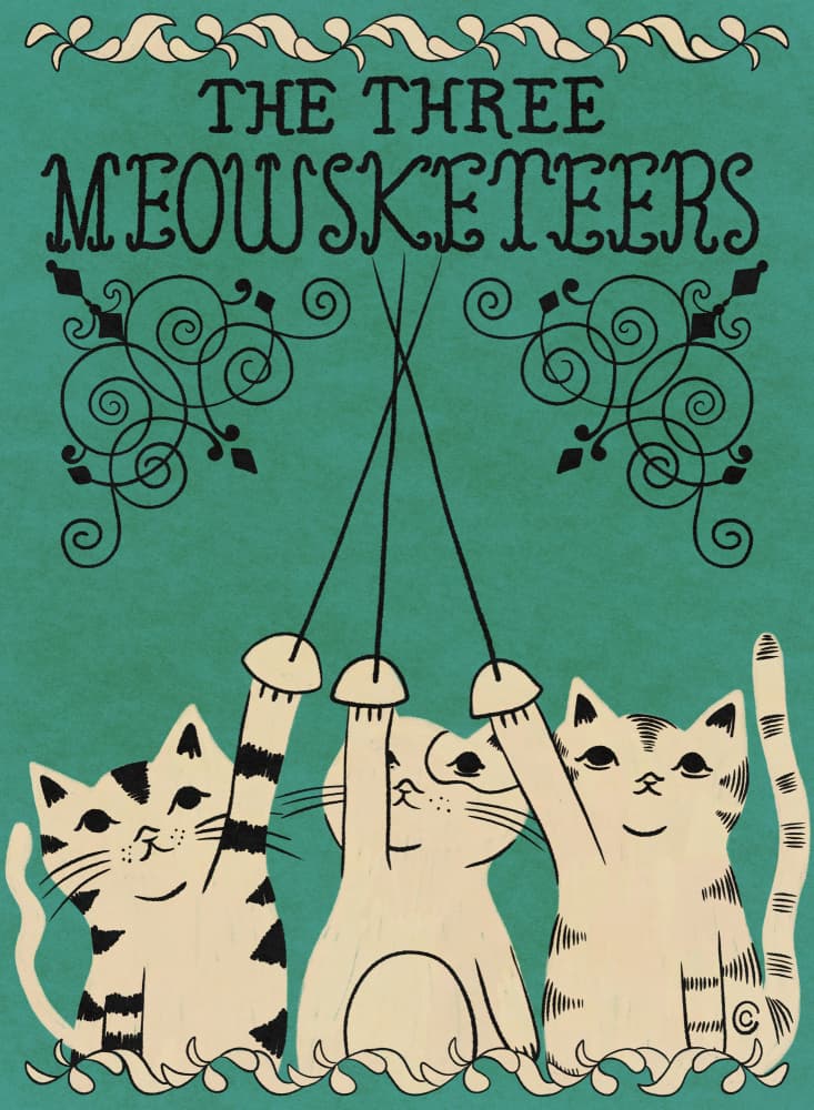 The Three Meowsketeers by Carrie Cantwell — canvas wall art