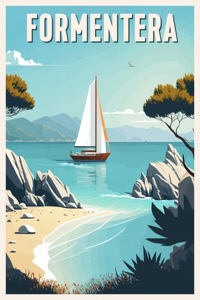Formentera Coastal Sailing by thomas chedeville — canvas wall art