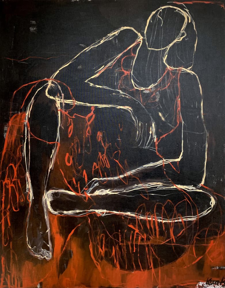 Contemplative Figure Outline by Magdalena  Krzak — canvas wall art