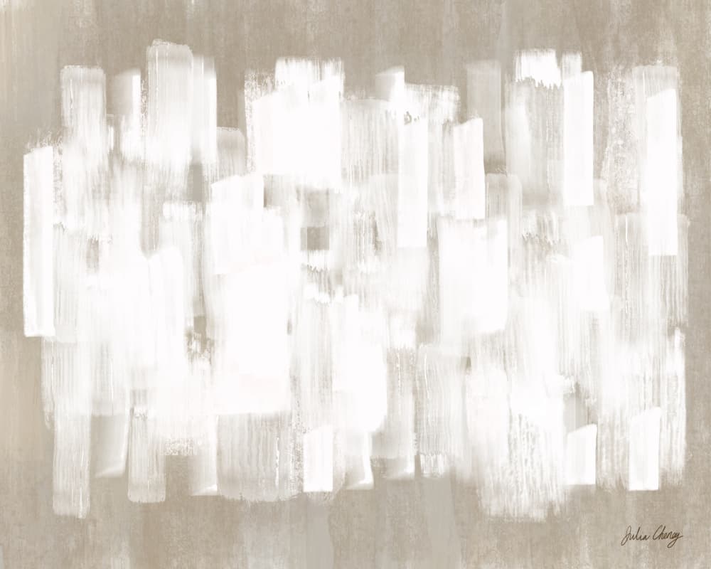 White On Beige Abstrct by Julia Cheney — canvas wall art