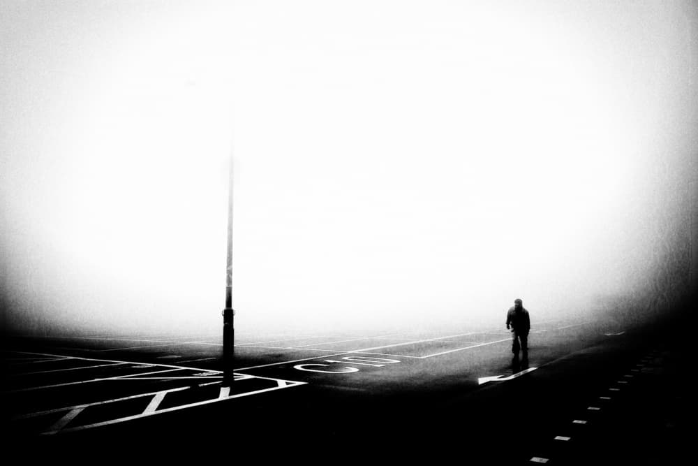 Lone Man In Fog by Koji Sugimoto — canvas wall art