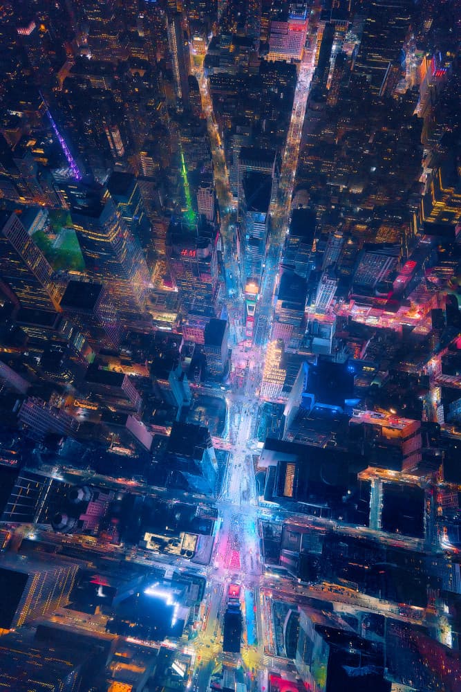 Neon City Lights View by Javier de la Torre — canvas wall art