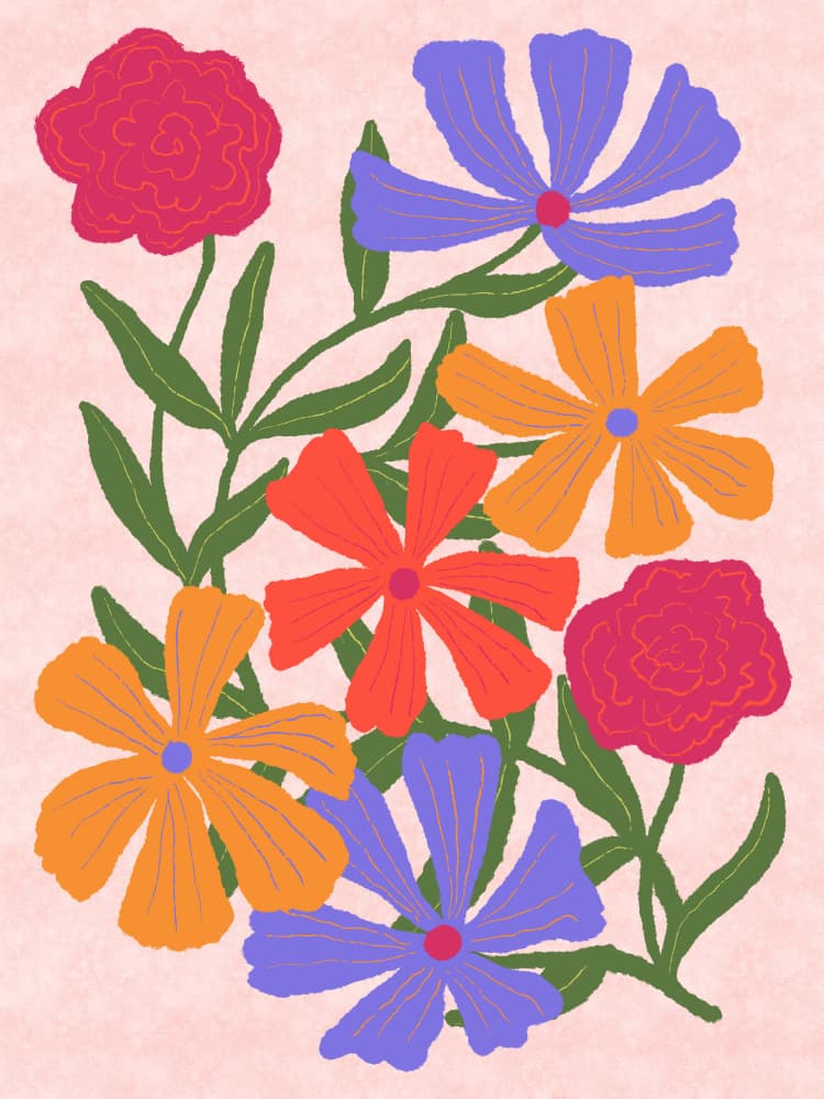 Vibrant Garden Flowers by Aliya Putrus — canvas wall art