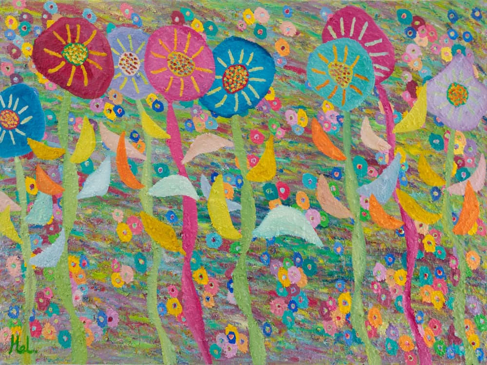Vibrant Whimsical Flowers by Helen Joynson — canvas wall art