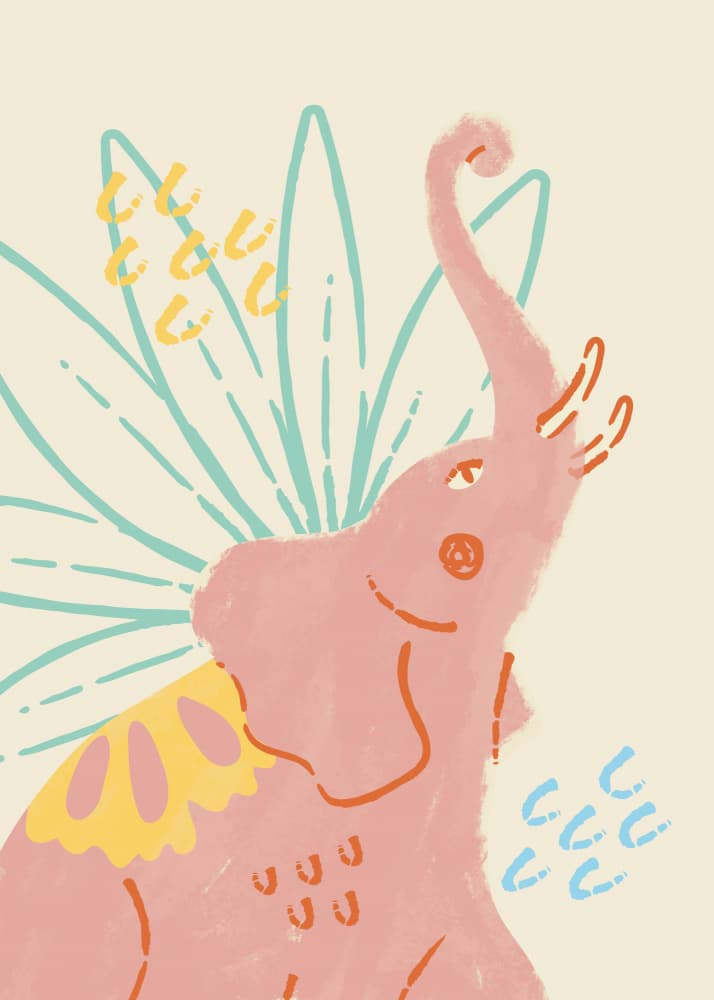 Playful Pink Elephant by Weronika Gross — canvas wall art