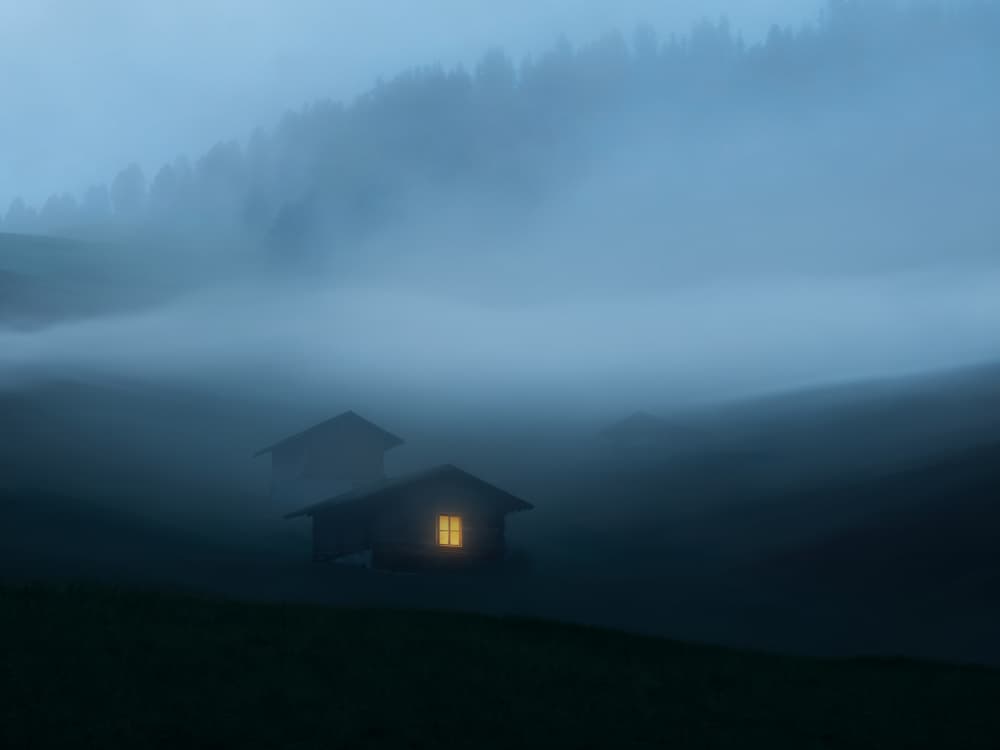 Warm Cabin Fog by NingYun Ye — canvas wall art