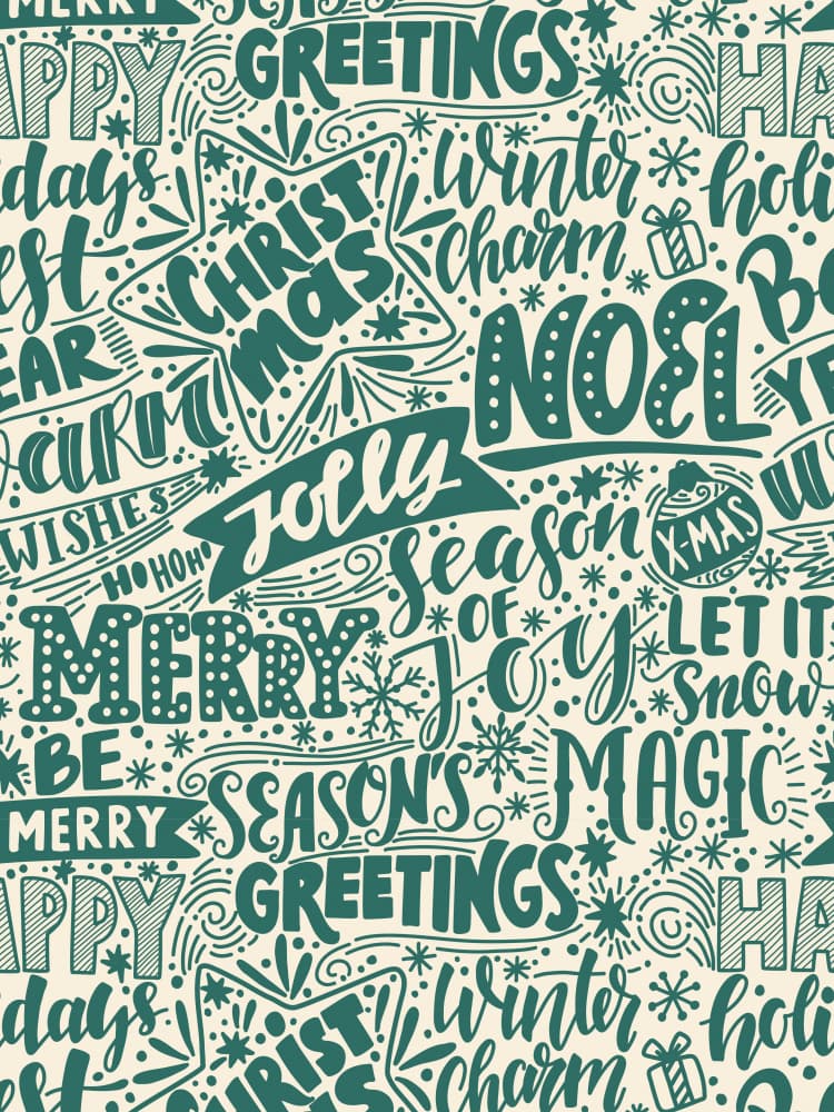 Christmas Typographic Pattern by Maria Galybina — canvas wall art