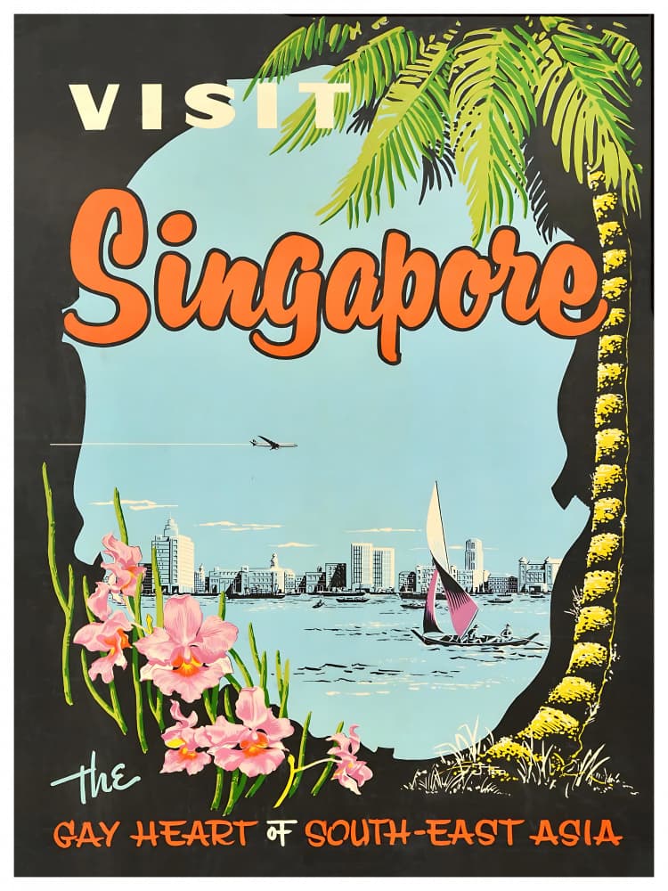 Vintage Singapore Travel by Chad Hyde — canvas wall art