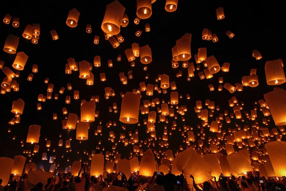 Lanterns Light The Night by Vichaya — canvas wall art