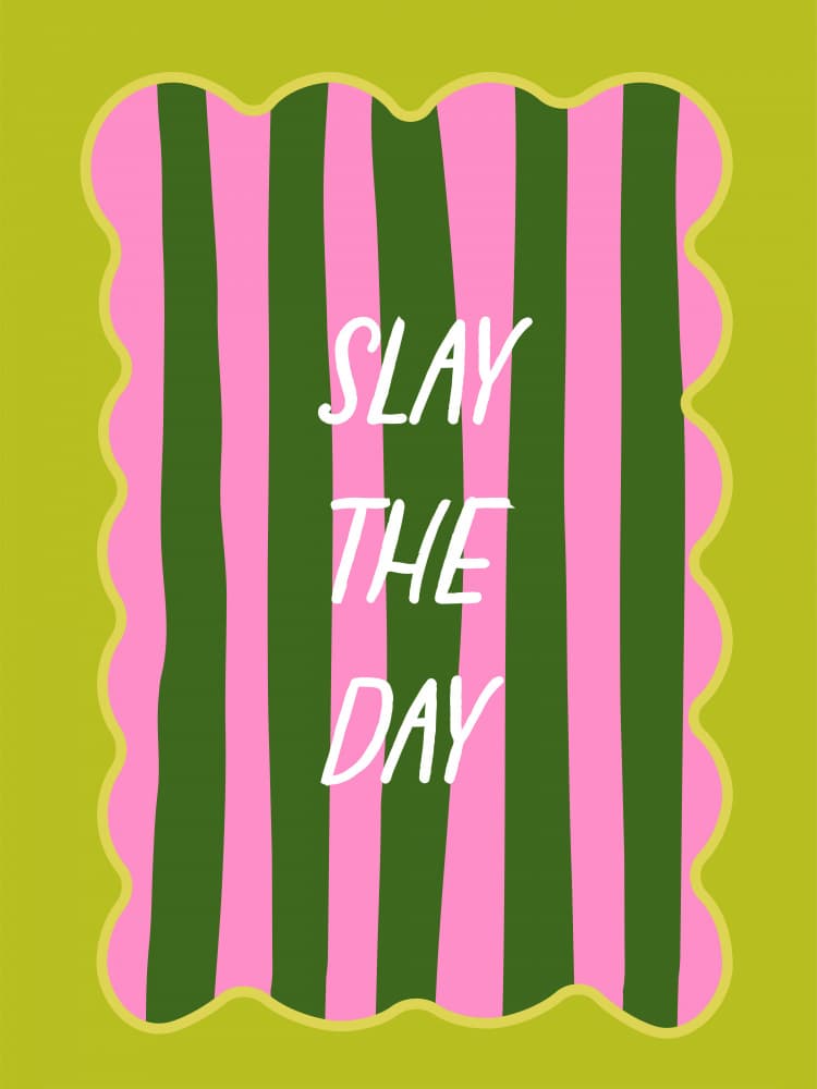 Pink Green Slay The Day by Sudevi Sen — canvas wall art