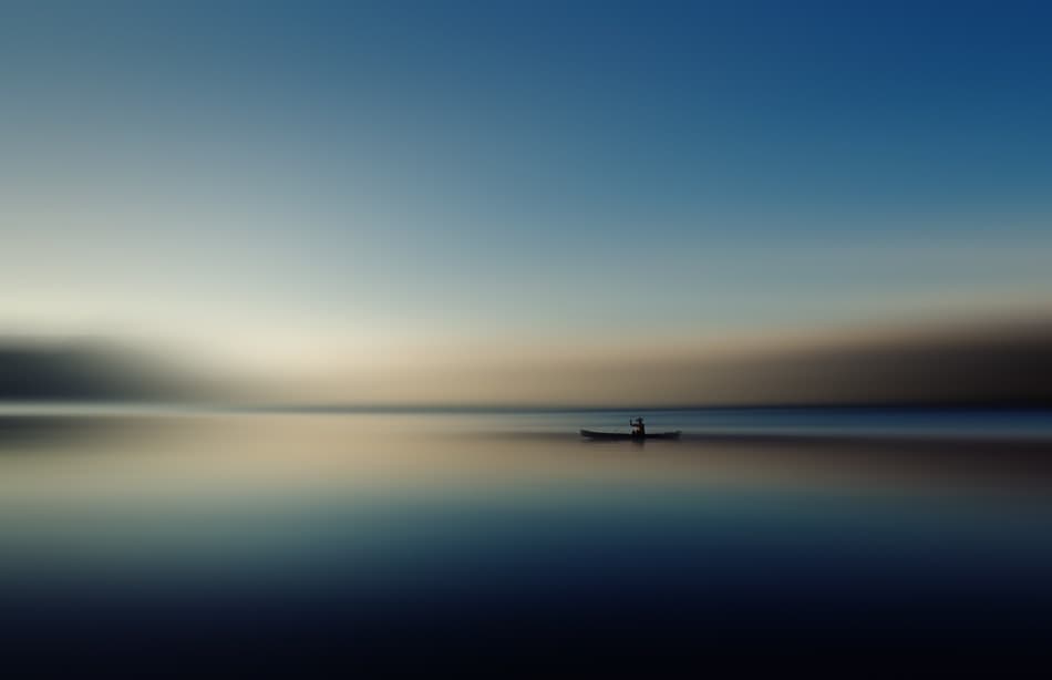 Lone Kayaker Serenity by Cie Shin — canvas wall art