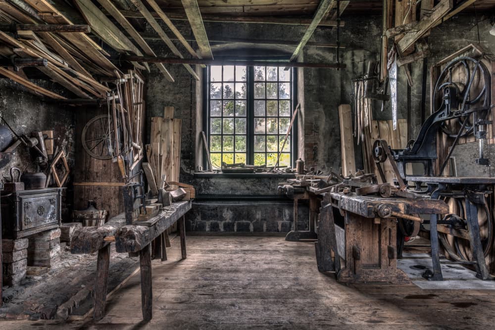Vintage Artisan Workshop by Ludwig Riml — canvas wall art
