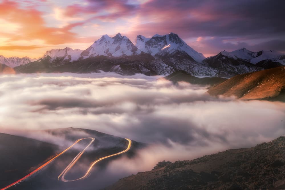 Ethereal Mountain Road Trails by Selions（陈磊） — canvas wall art