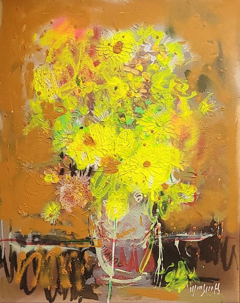Energetic Yellow Flowers by Wayne Sleeth — canvas wall art