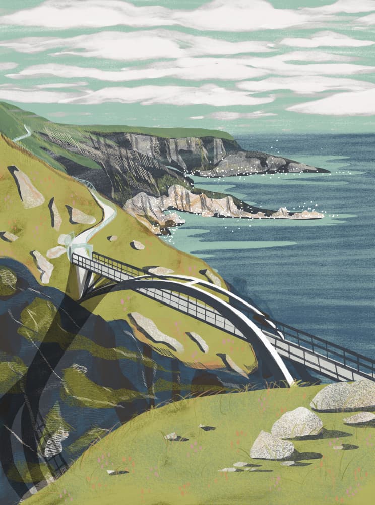 Winding Coastal Bridge Path by Charlotte Trudgett — canvas wall art