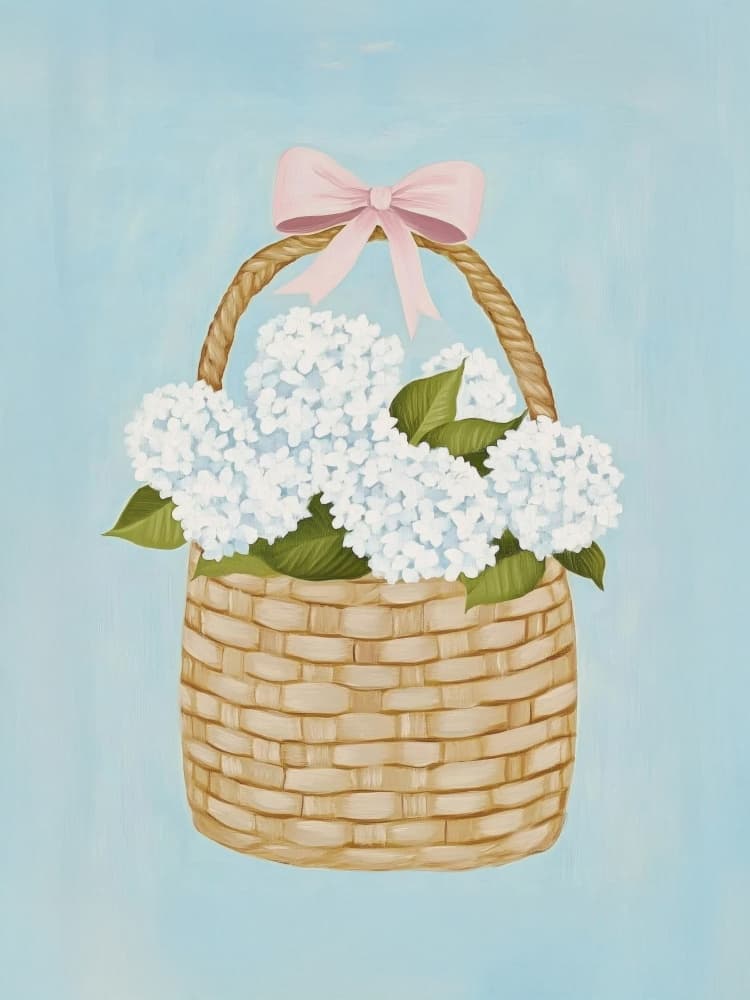 Hydrangeas in Basket by Kathrin Pienaar — canvas wall art