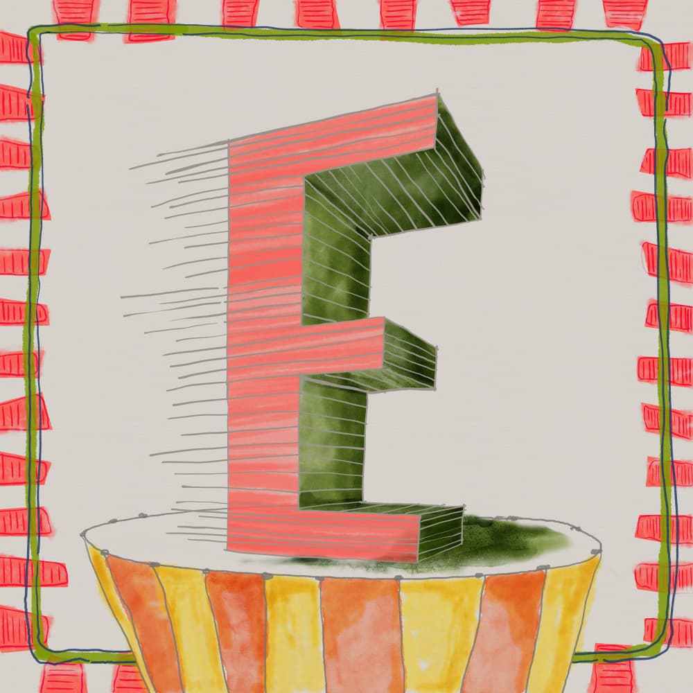 Speedy Letter E by XHOZUCAN — canvas wall art