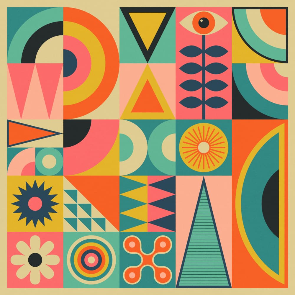 Colorful Retro Geometry by Jazzberry Blue — canvas wall art