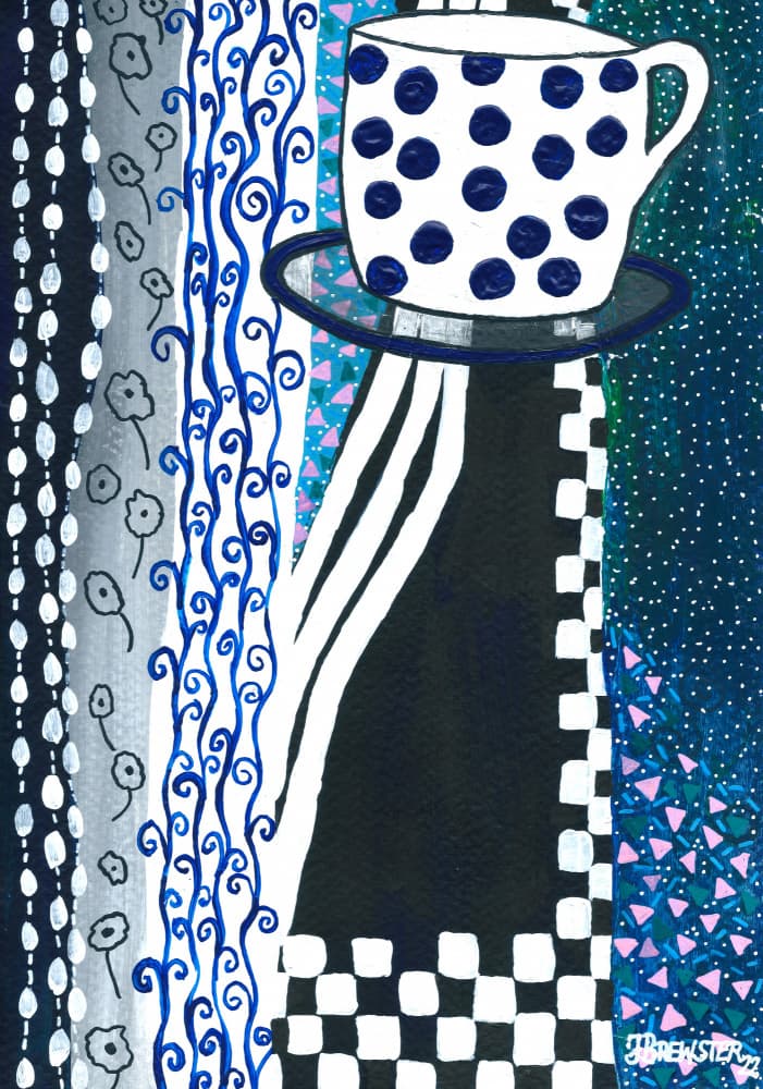 Polka Dot Teacup by Janine Brewster — canvas wall art