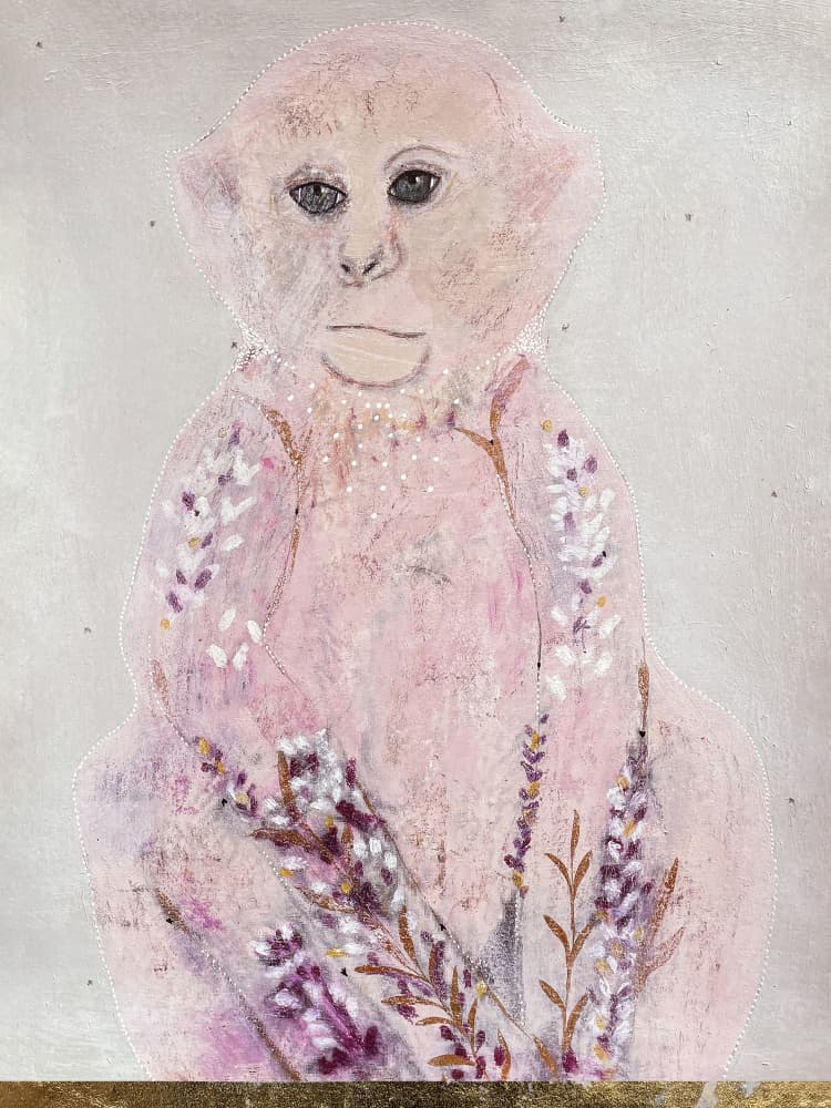 Pink Monkey Lavender by Karenina Fabrizzi — canvas wall art