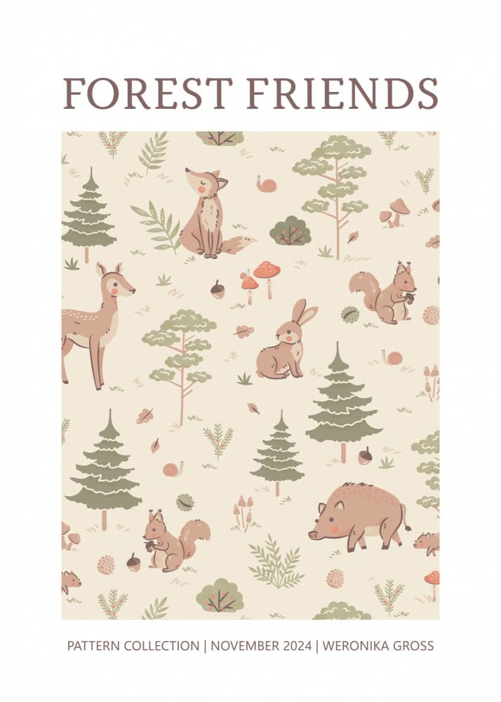 Cute Woodland Animals by Weronika Gross — canvas wall art