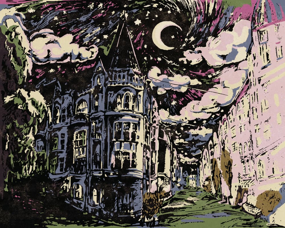 Mysterious City Night by Katariina Kosunen — canvas wall art