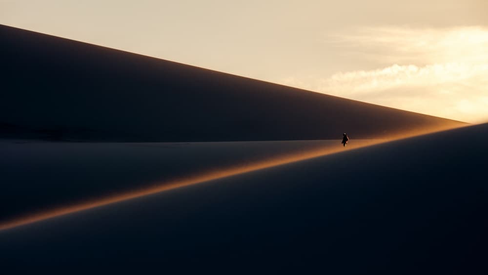 Lone Figure Golden Dunes by Selions（陈磊） — canvas wall art