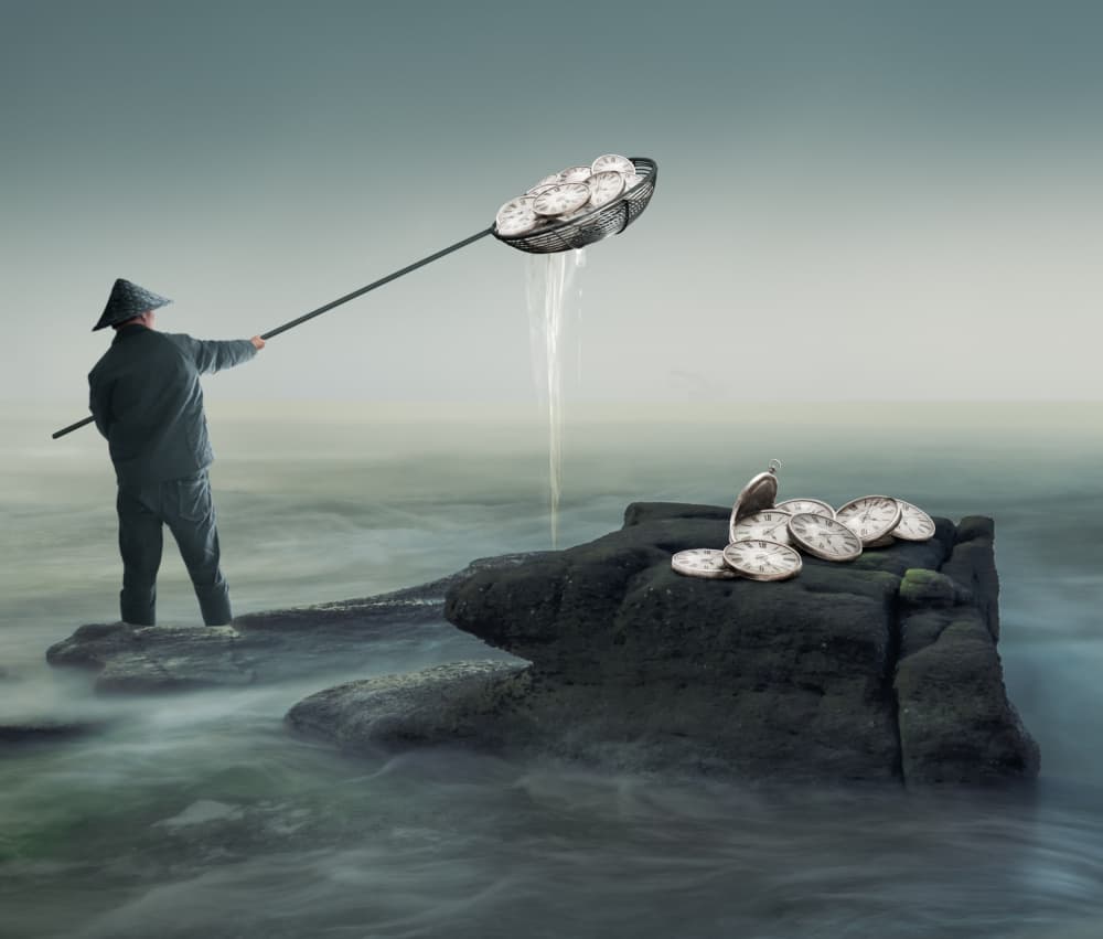 Man Sifting Time by Biao  Huang — canvas wall art
