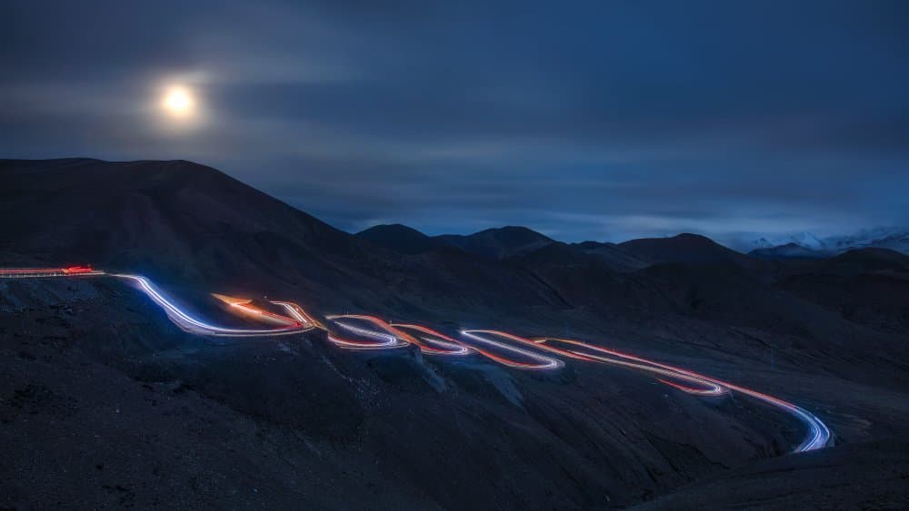 Moonlit Mountain Road by Selions（陈磊） — canvas wall art