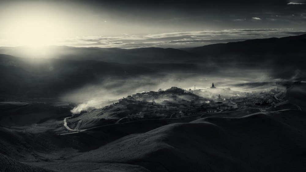 Sunrise Over Misty Village by Selions（陈磊） — canvas wall art
