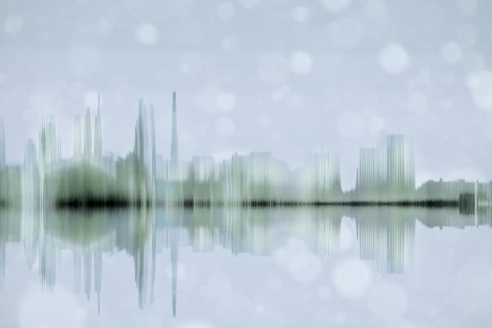 Dreamy City Reflection by Christina Sillen — canvas wall art
