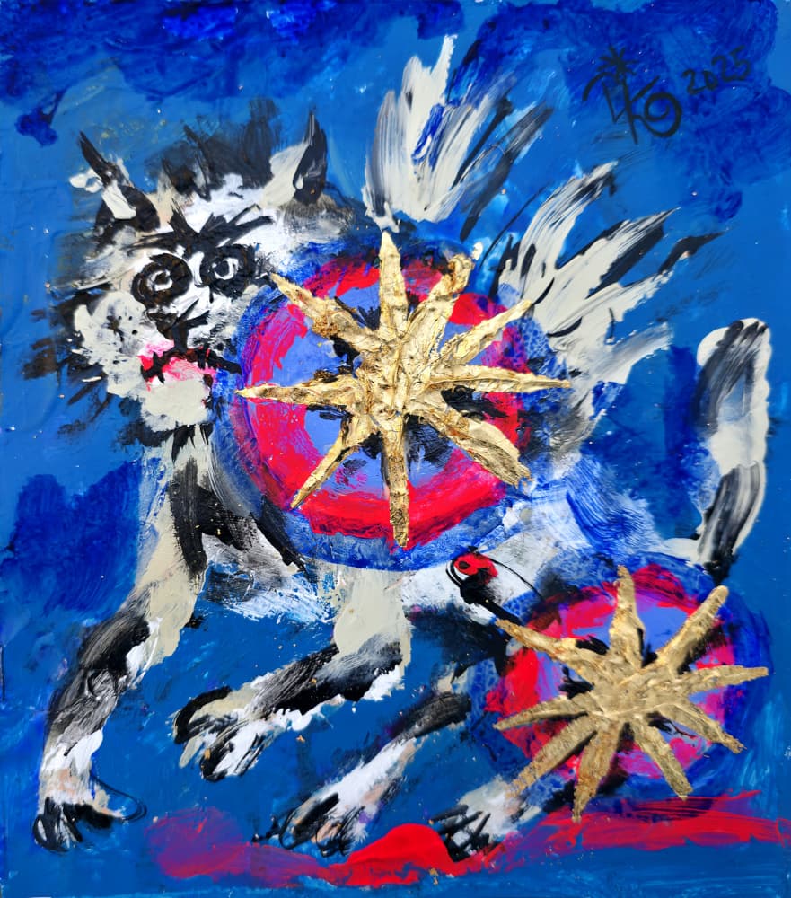 Cosmic Winged Cat by Kanat Ibragimov — canvas wall art