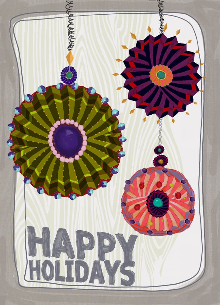 Happy Holidays Ornaments by XHOZUCAN — canvas wall art
