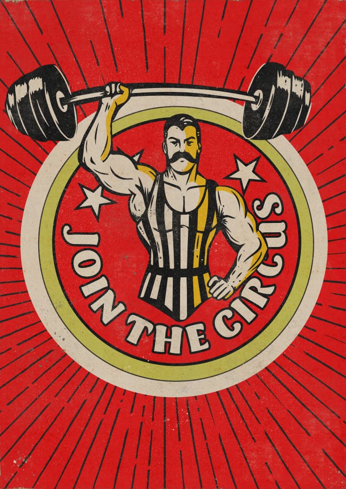 Circus Strongman Invitation by Nicholas — canvas wall art