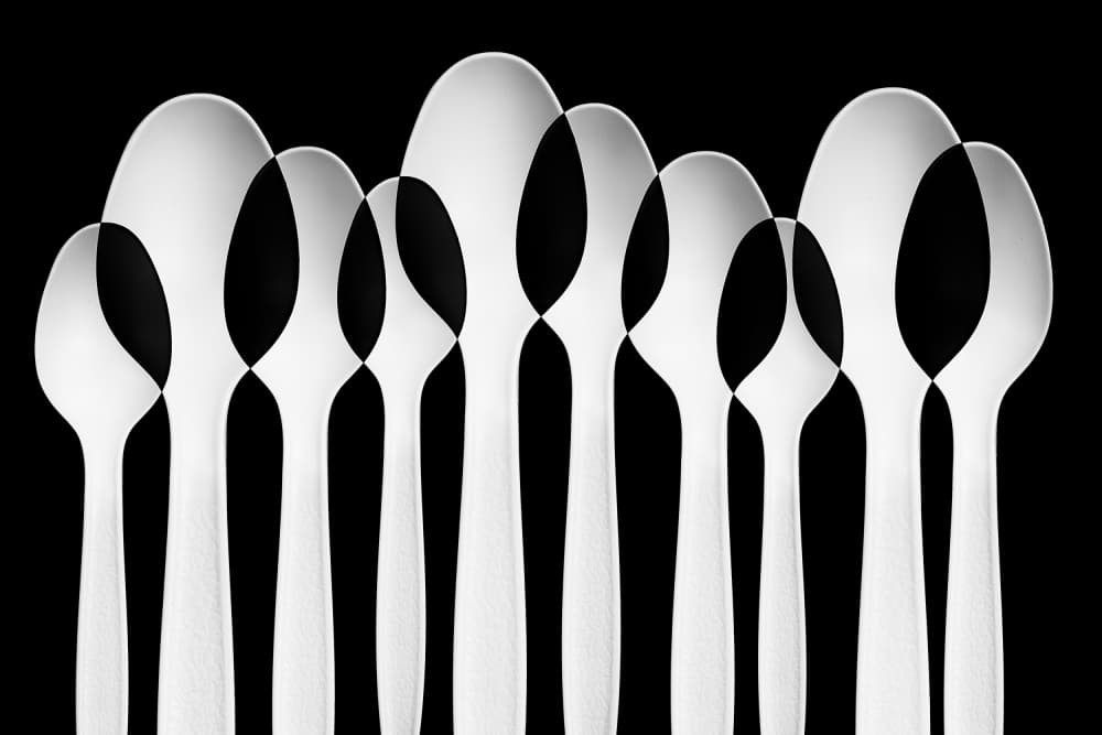 White Spoons Pattern by Jacqueline Hammer — canvas wall art